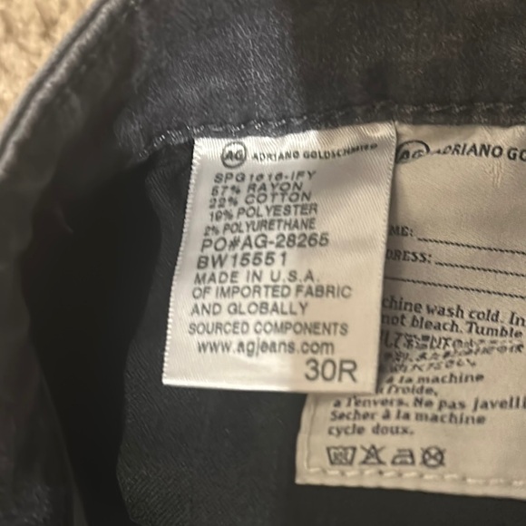 AG Adriano Mens Goldschmied Harper Slim Straight Jeans Dark Gray Denim Size 30R - Picture 5 of 6